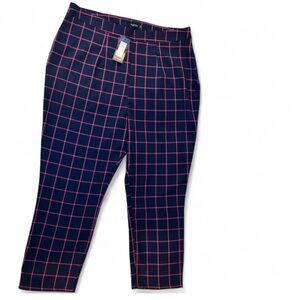 NWT Nasty Gal Size 16 Navy and Bright Pink Checkered Trouser Pants Grunge